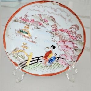 Vintage Antique Japenese Kutani Geisha Hand Painted Plate